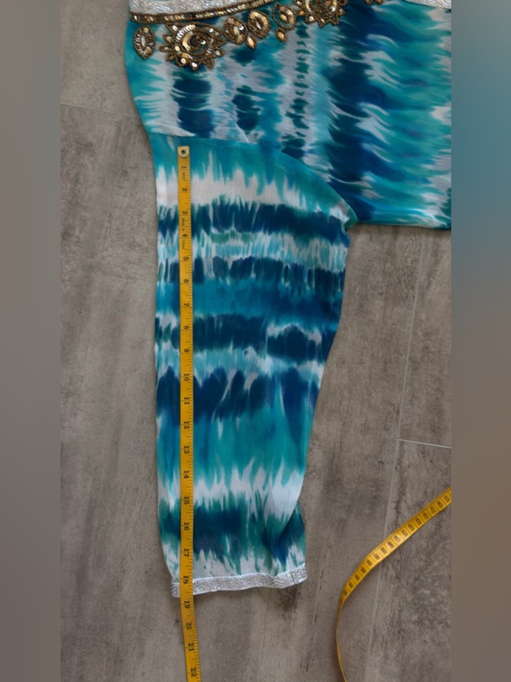 Embellished Blue Beaded Swim Coverup L - Picture 10 of 12